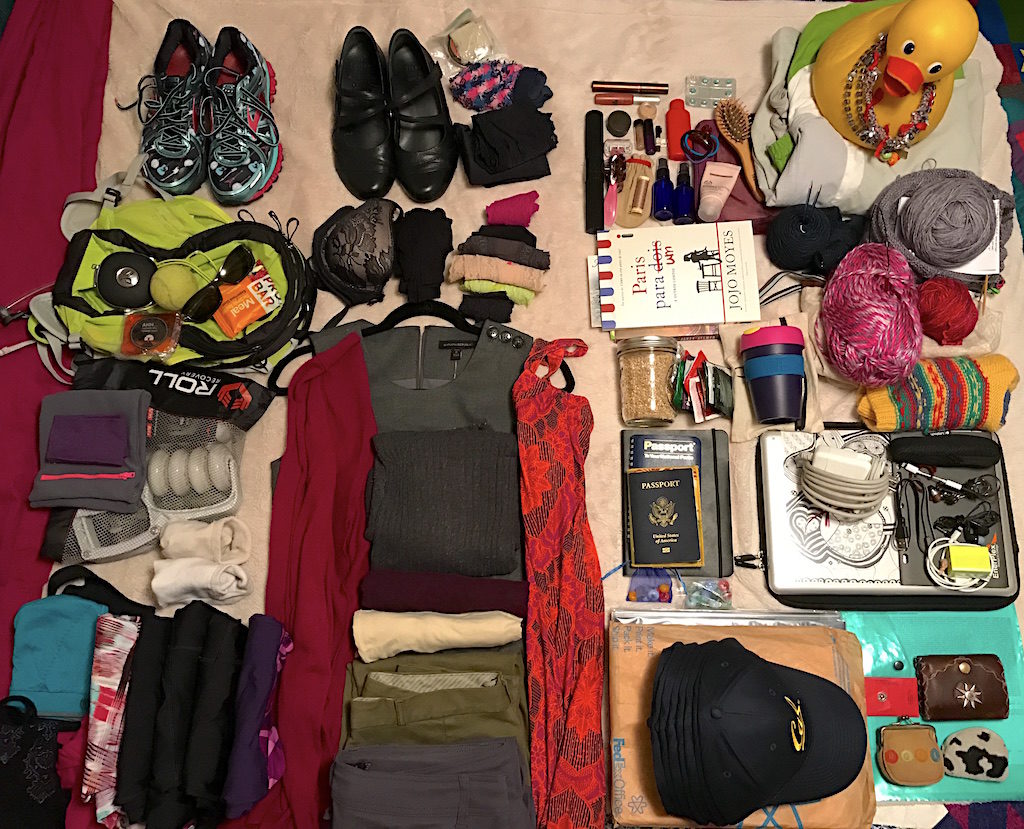 Everything I packed when traveling to two countries, 7 cities and running 3 1/2 marathons in 10 days.